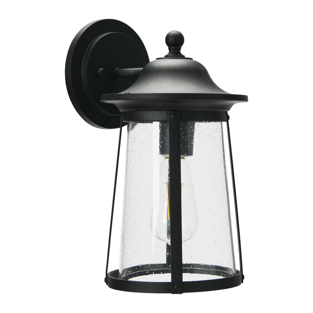 Hello Honey® Robert Stevenson Lighting Portside Matte Black Metal & Seedy Glass Outdoor Light